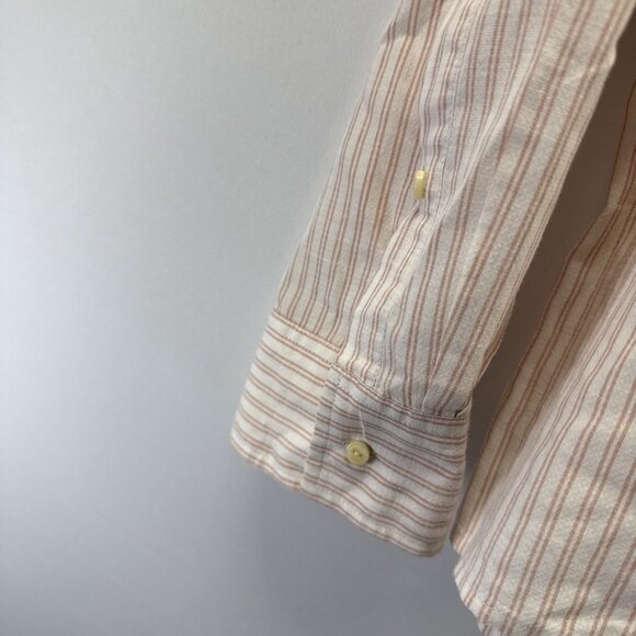 Patagonia Women's Top Blouse XL Blush Pink Stripe Organic Cotton Long Sleeves - Picture 4 of 11